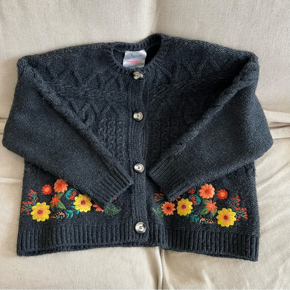 Mango x Leandra Medine grey flowered cardigan